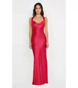 Bec & Bridge Gia Halter Maxi Dress Strawberry Size AU 10
