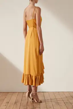 Shona Joy Oro Cocktail Wrap Midi Dress Gold Size 12