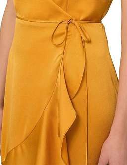 Shona Joy Oro Cocktail Wrap Midi Dress Gold Size 12