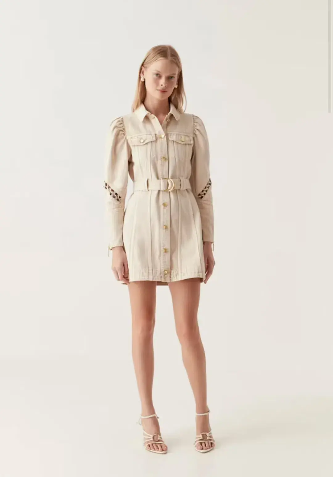 Aje Effie Braided Denim Dress Mini Size 6 for rent on The Volte - main image