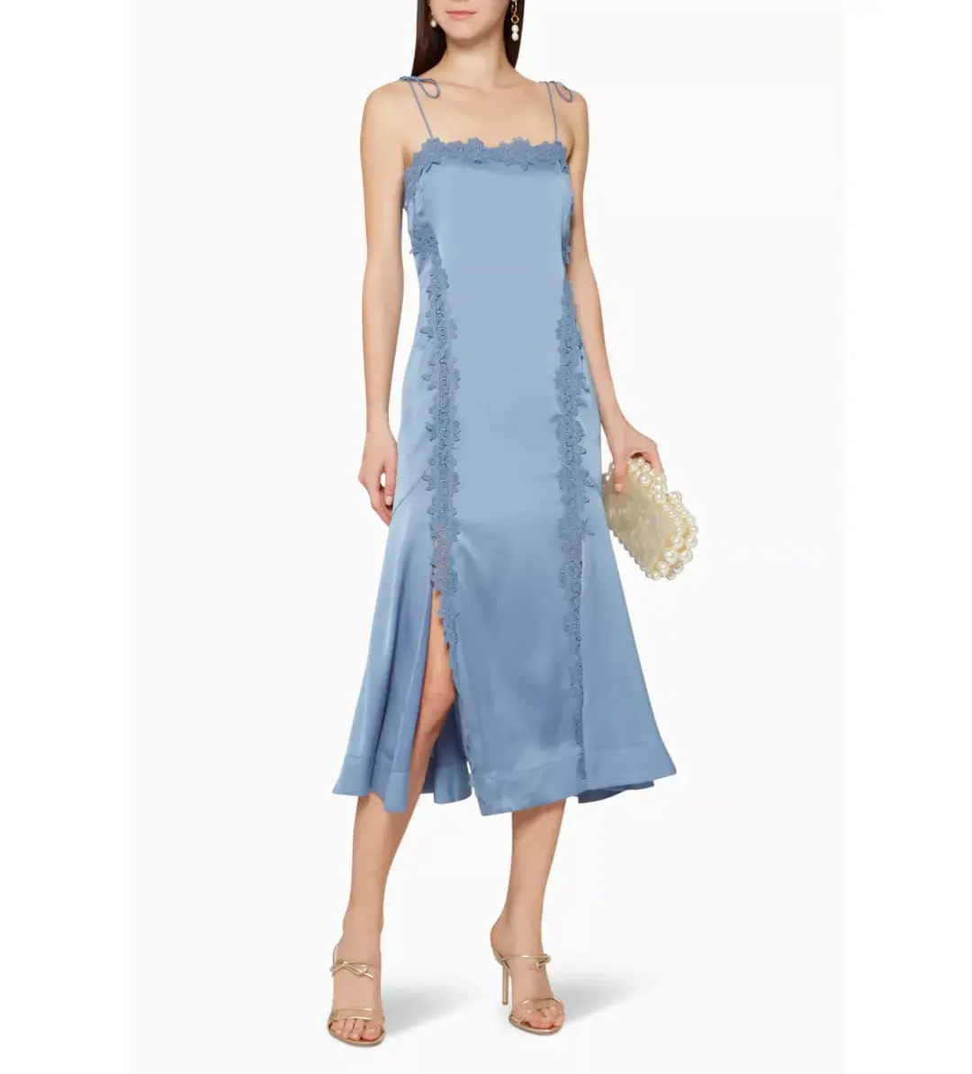 Keepsake The Label Resound Satin Midi Dress Blue Size 6 for rent on The Volte - main image