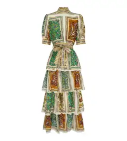 Alemais Delphine Tiered Midi Dress Multi Floral Size AU 10 for rent on The Volte - image 6