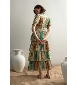 Alemais Delphine Tiered Midi Dress Multi Floral Size AU 10 for rent on The Volte - image 4