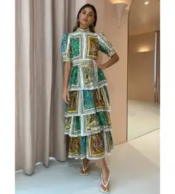 Alemais Delphine Tiered Midi Dress Multi Floral Size AU 10 for rent on The Volte - image 1