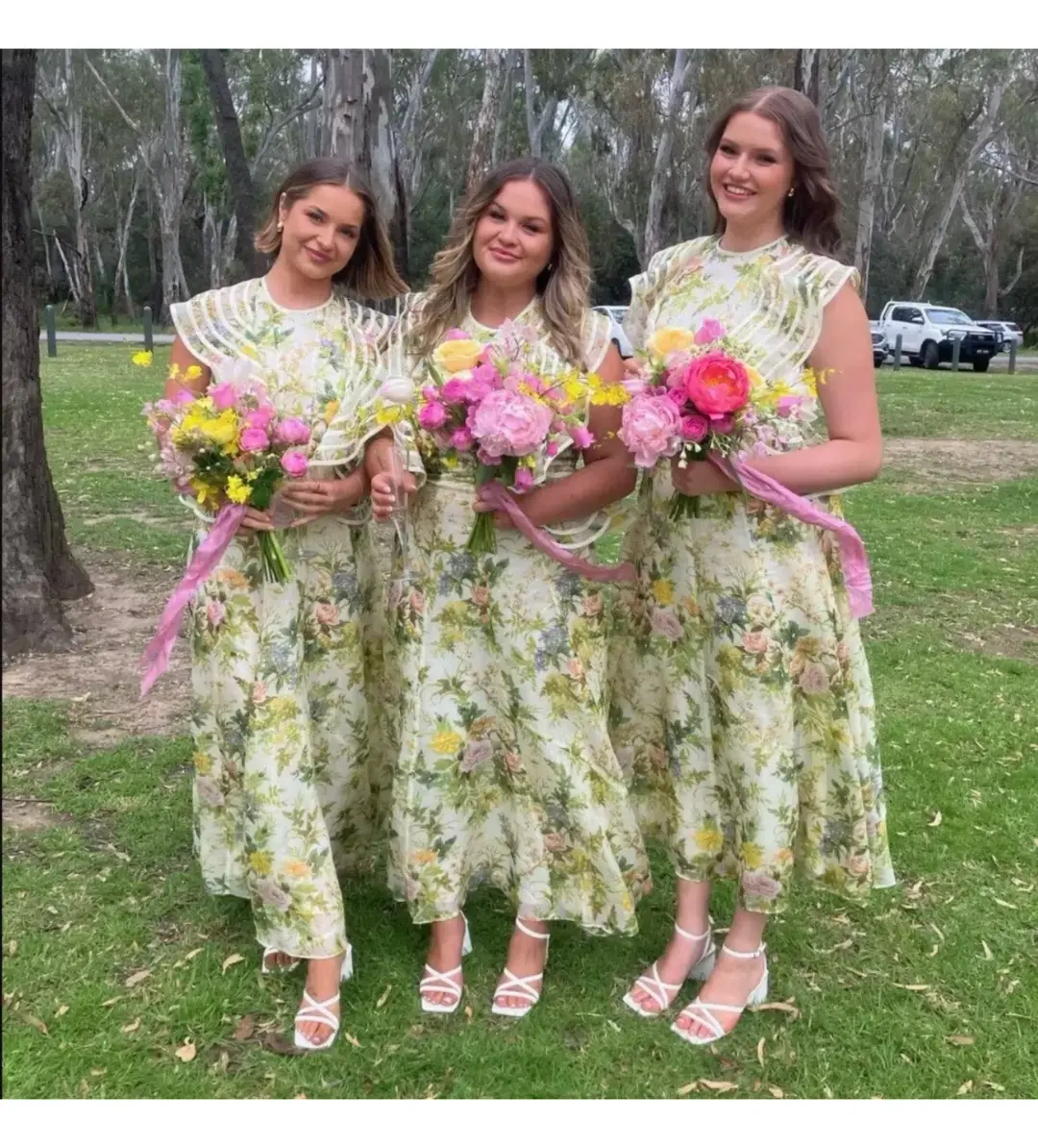 Alemais Eden Flounce Midi Dress Floral Size AU 6 for rent on The Volte - main image