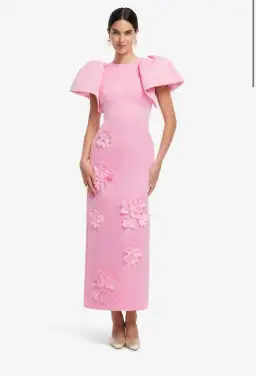 Leo Lin Floral Appliqué Maxi Dress Pink Size 10 for rent on The Volte - image 1