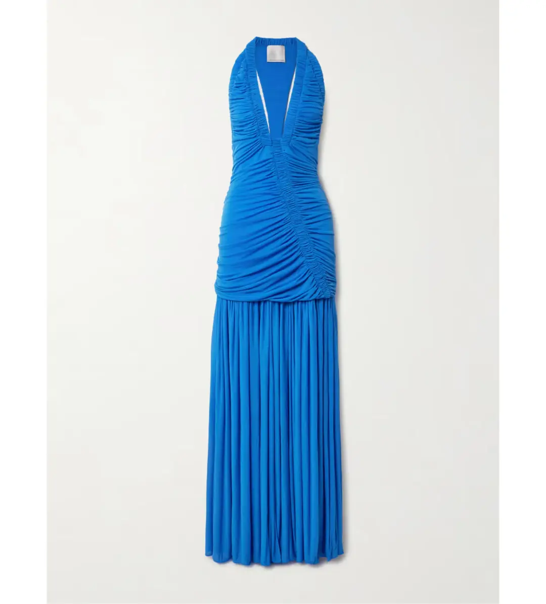 Christopher Esber Orion Open-back Ruched Mesh Gown in Blue Size 6 for rent on The Volte - main image