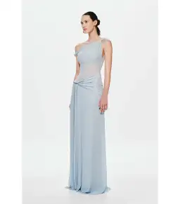 Misha The Sisal Mesh Maxi Dress in Dove Blue Size XS / AU 6 for rent on The Volte - image 4