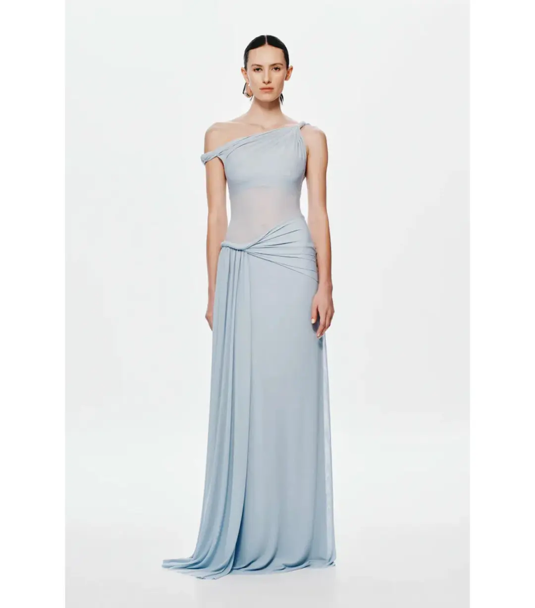 Misha The Sisal Mesh Maxi Dress in Dove Blue Size XS / AU 6 for rent on The Volte - main image