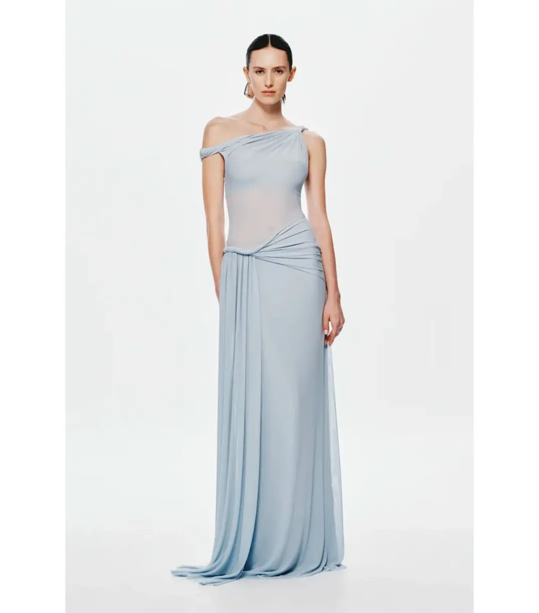 Misha The Sisal Mesh Maxi Dress in Dove Blue Size XS / AU 6 for rent on The Volte - main image