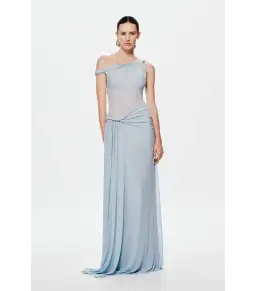 Misha The Sisal Mesh Maxi Dress in Dove Blue Size XS / AU 6 for rent on The Volte - image 2