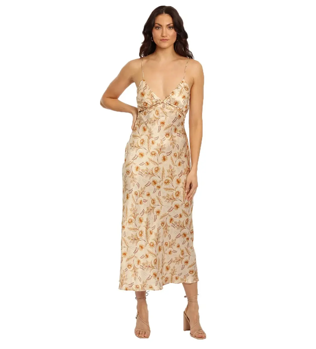 Bec & Bridge Fleetwood Midi Dress Cream Floral Size 8 for rent on The Volte - main image