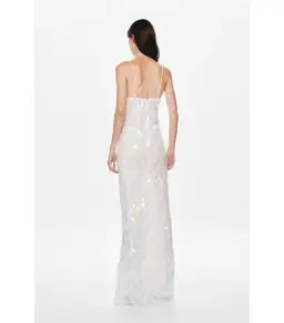 Misha Collection Sapphire Sequin Maxi Dress in Ivory Size 6/XS for rent on The Volte - image 3