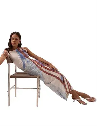 Sovere Hunter Mesh Maxi Dress Blue Size 8 for rent on The Volte - main image