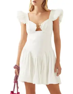 Aje Simone Frill Sleeve Mini Dress White Size 8 for rent on The Volte - image 1