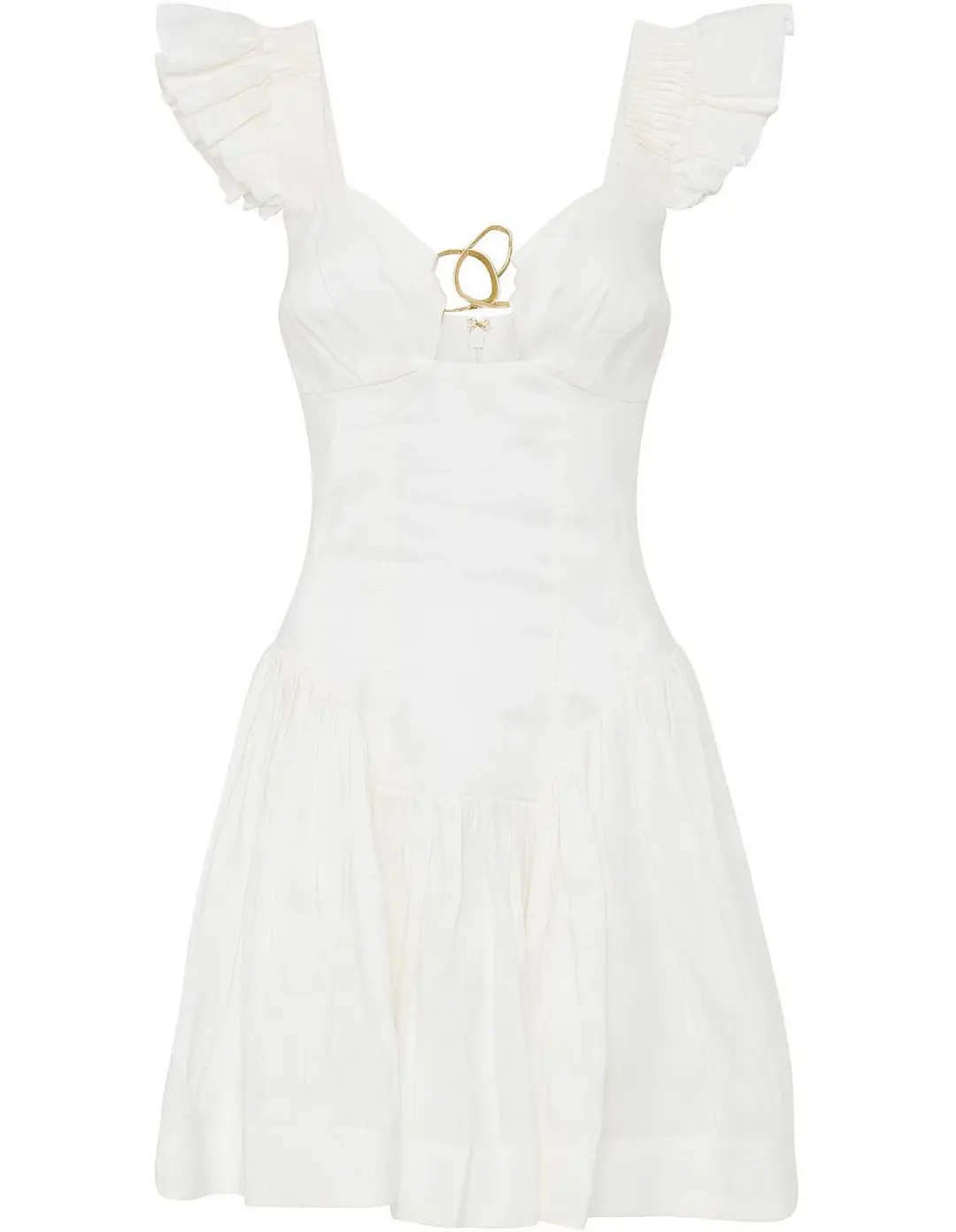 Aje Simone Frill Sleeve Mini Dress White Size 8 for rent on The Volte - main image