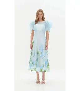 Aje Clementine Midi Dress in Blue Hydrangea Size AU 10 for rent on The Volte - image 1
