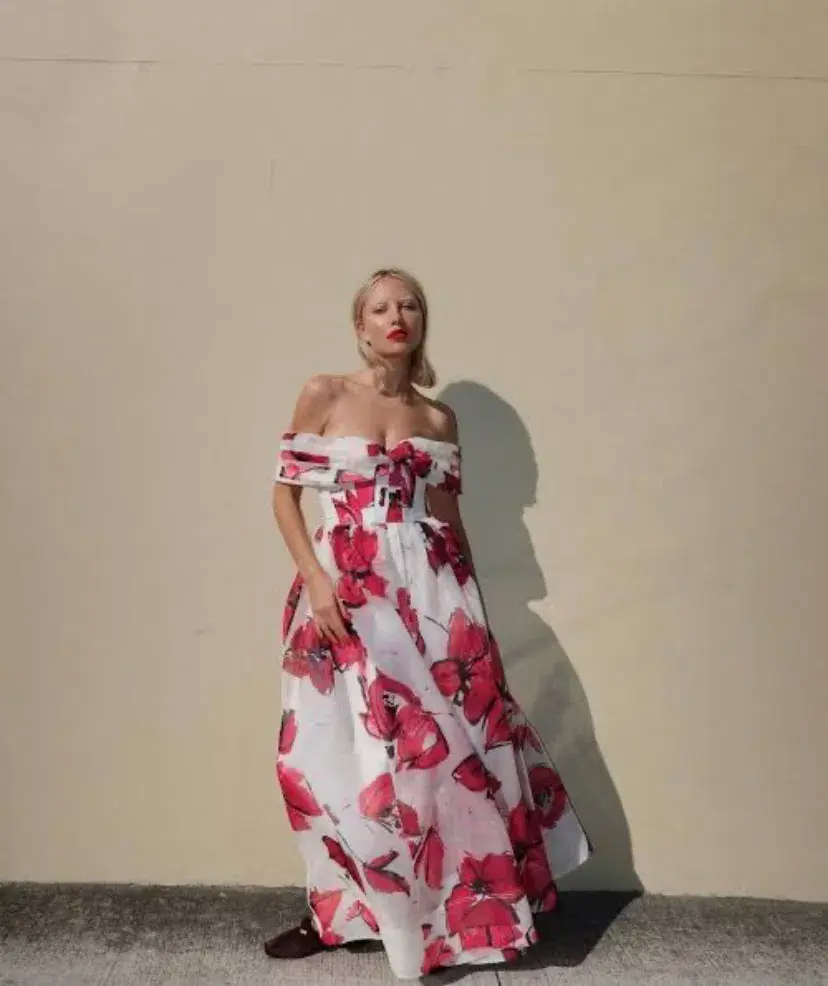 Aje Cordelia Corseted Maxi Dress Floral Pink in Size 8 for rent on The Volte - main image