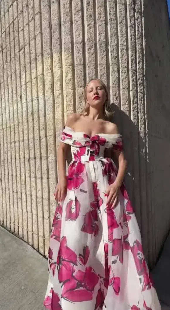 Aje Cordelia Corseted Maxi Dress Floral Pink in Size 8 for rent on The Volte - main image