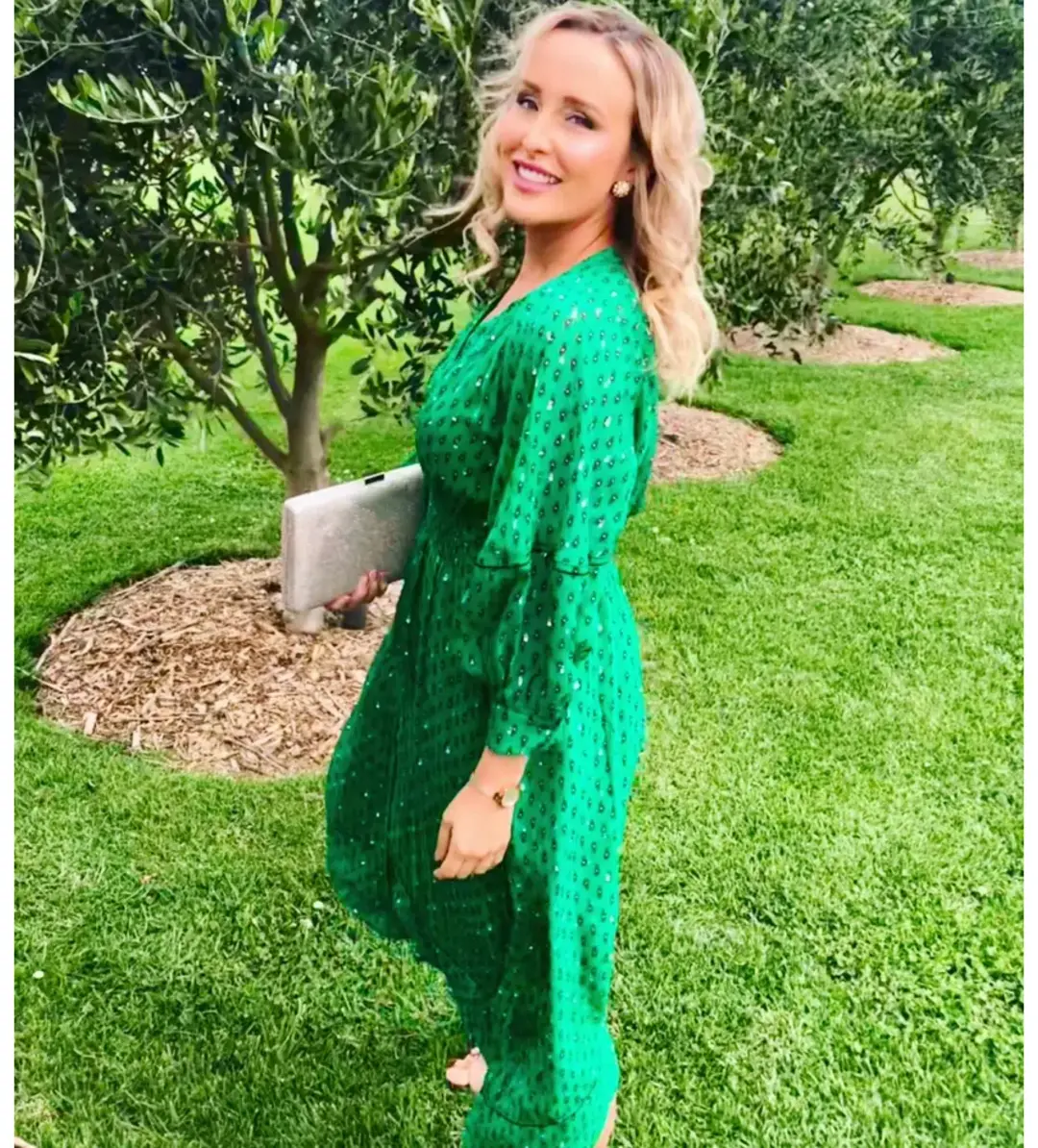 Ba&Sh Cyana Midi Dress Green Print Size 1/AU 8-10 for rent on The Volte - main image