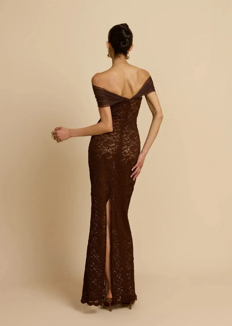 Arcina Ori Milana Dress in Chocolate Size S/AU8 for rent on The Volte - main image