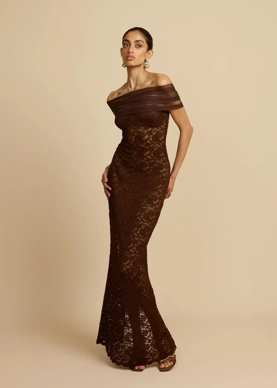Arcina Ori Milana Dress in Chocolate Size S/AU8 for rent on The Volte - main image