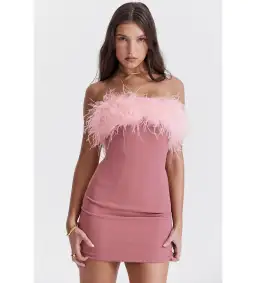 House Of Cb Alexa Warm Mini Dress Size Pink Feather XS/ AU 6 for rent on The Volte - image 4