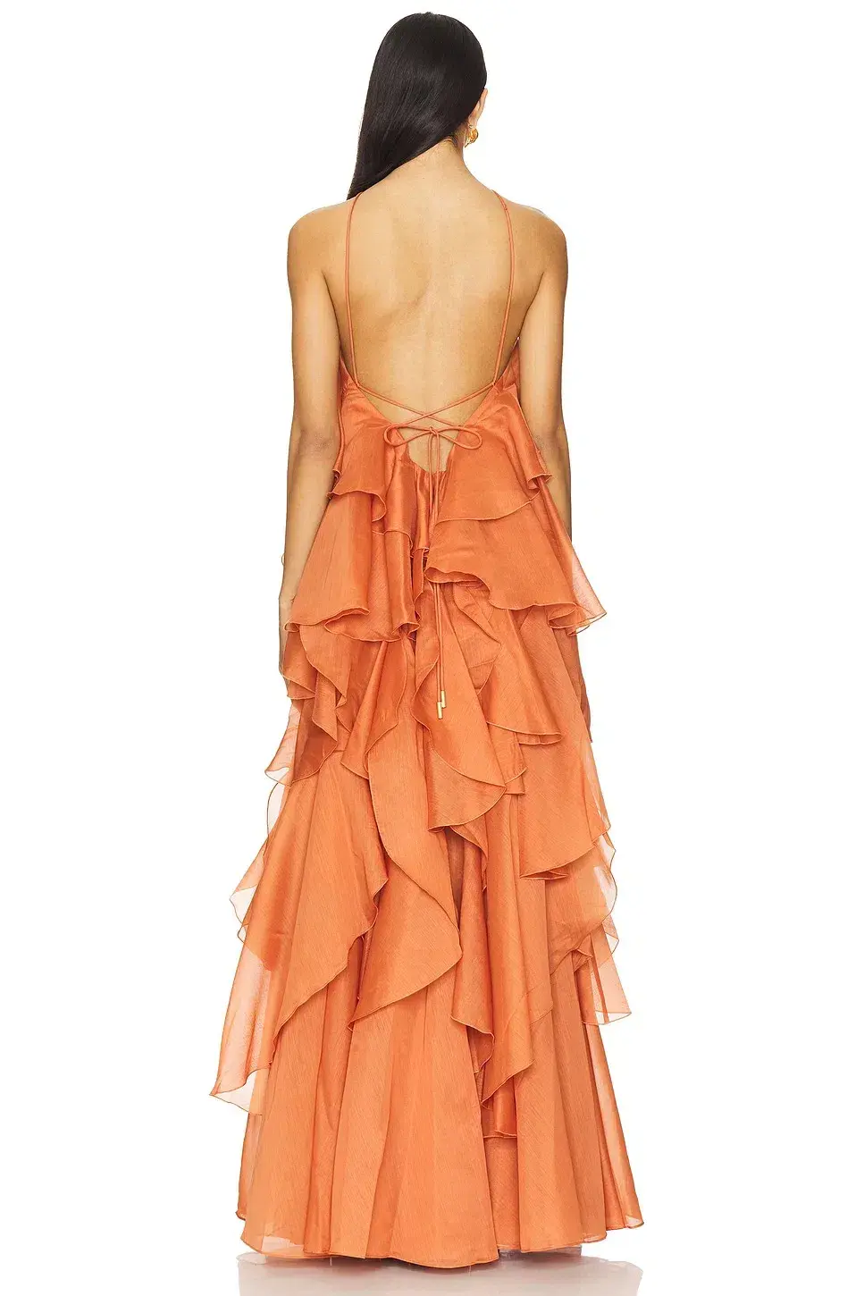Aje Pandorea Layered Maxi Dress Coral Clay Size 6 for rent on The Volte - main image