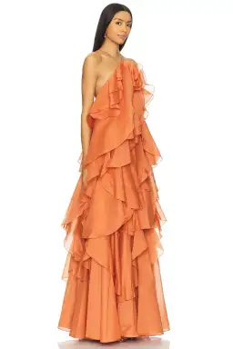 Aje Pandorea Layered Maxi Dress Coral Clay Size 6 for rent on The Volte - image 2