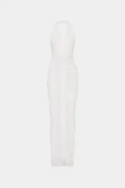 Misha Collection The Venus Gathered Cupro Maxi Dress Ivory Size 6 for rent on The Volte - image 4
