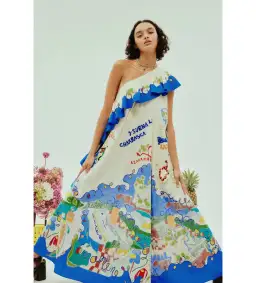 Alemais Nadia One Shoulder Ruffle Maxi Dress Multi Print Size 10 for rent on The Volte - image 3