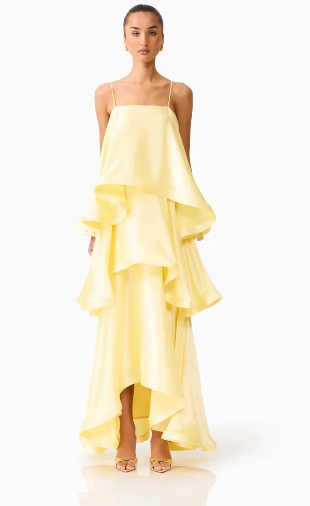 Elliatt Tilly Tiered Maxi Dress Yellow Size XS/Au 6 for rent on The Volte - main image