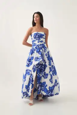Aje Behold Maxi Dress Bodly Blooming Cobalt Size 14