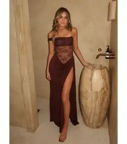 Natalie Rolt Sloane Maxi Dress Brown Size AU 8 for rent on The Volte - image 1