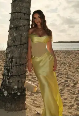 Natalie Rolt Gwynetth Gown Maxi Dress in Chartreuse Size S/AU 8 for rent on The Volte - image 5