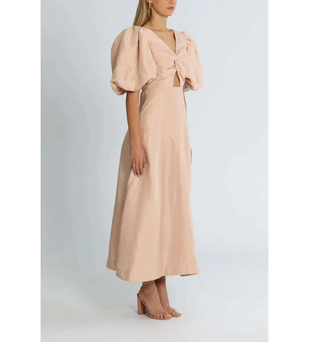 Aje Twist Knot Midi Dress Puff Sleeve Dusk Size 10 for rent on The Volte - main image
