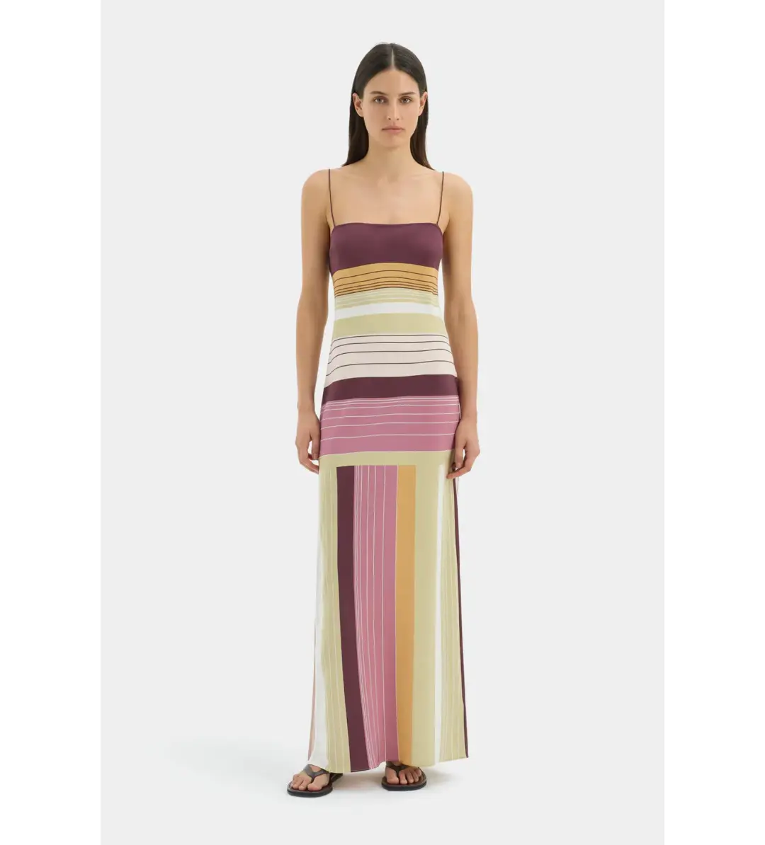 Sir The Label Fontana Slip Maxi Dress in Elisa Stripe Size 12 for rent on The Volte - main image