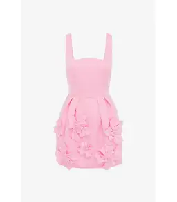 Leo Lin Piper Floral Appliqué Bell Shape Mini Dress Baby Pink Size 14 for rent on The Volte - image 4