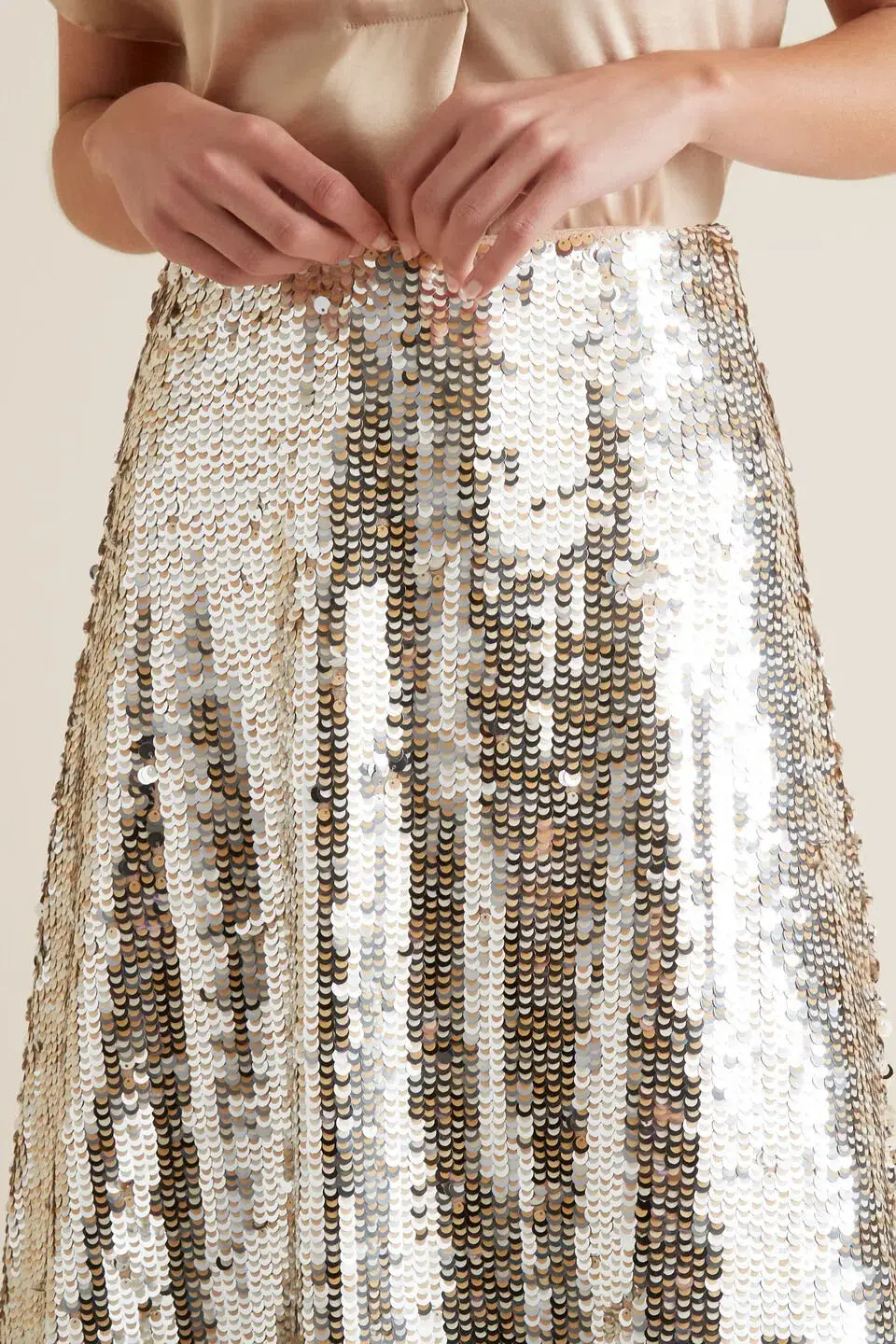 Seed Heritage Sequin Midi Skirt Silver Size XS / AU 6 for rent on The Volte - main image