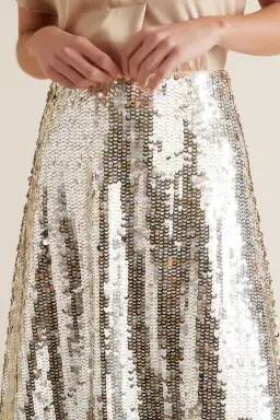 Seed Heritage Sequin Midi Skirt Silver Size XS / AU 6 for rent on The Volte - image 4