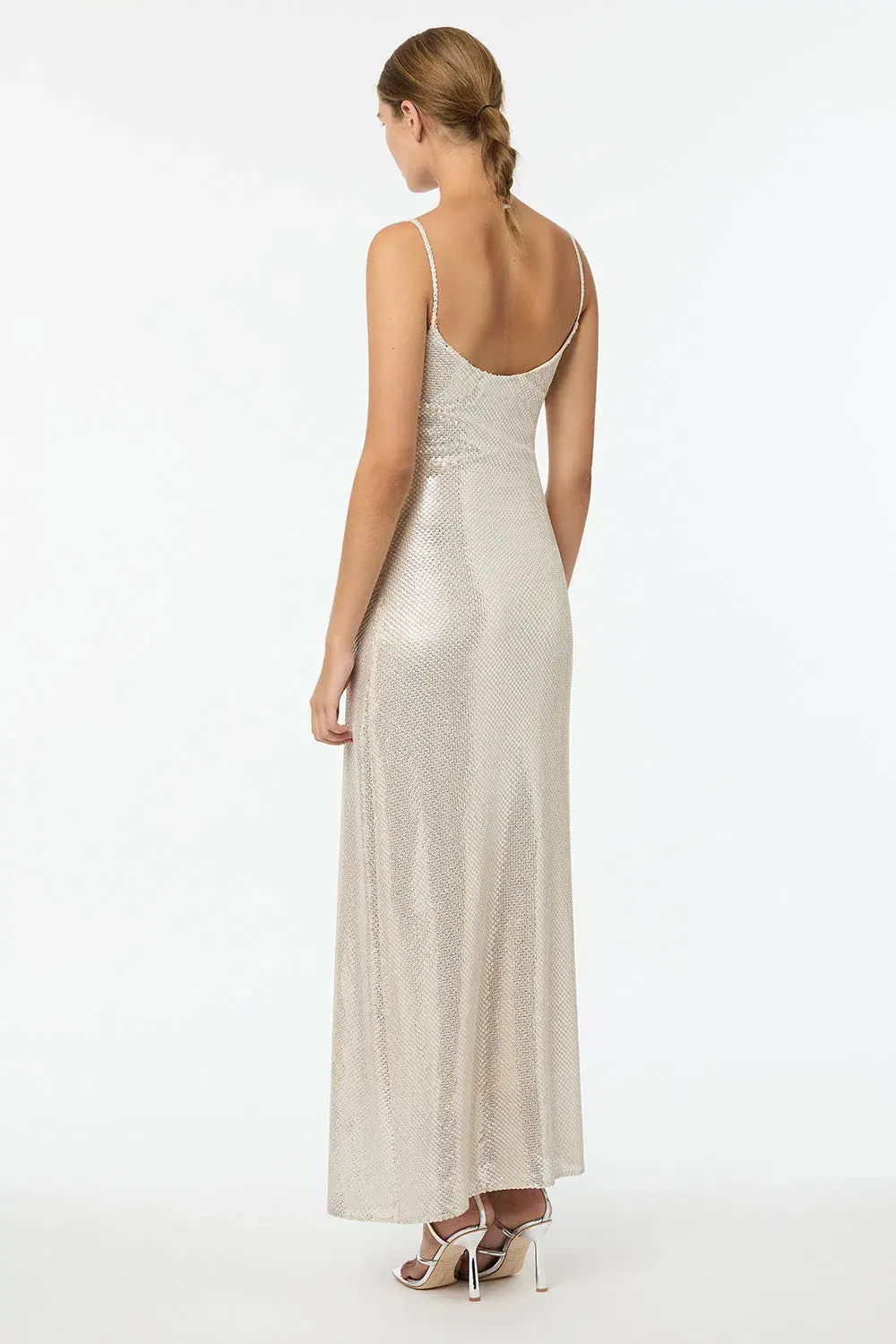 Manning Cartell High Voltage Slip Maxi Dress in Nude Silver Size 10 for rent on The Volte - main image