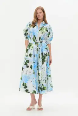 Aje Manifest Midi Dress Blue Multi Size 12