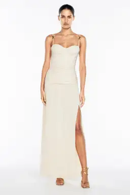 Manning Cartell Double Time Pleat Maxi Dress Nougat Size AU 6