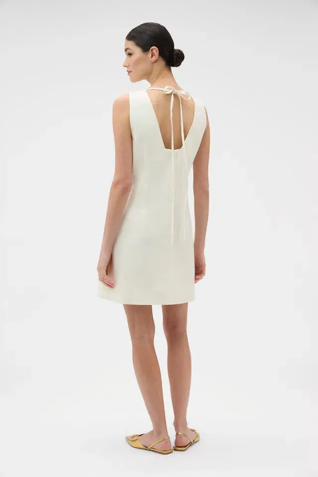 Oroton Bow Detail Shift Dress Soft Cream Size 6 for rent on The Volte - main image