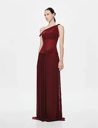 MISHA Sisal Mesh Maxi Dress Wine 8/S for rent on The Volte - main image