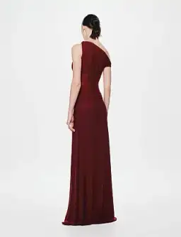 MISHA Sisal Mesh Maxi Dress Wine 8/S for rent on The Volte - image 1