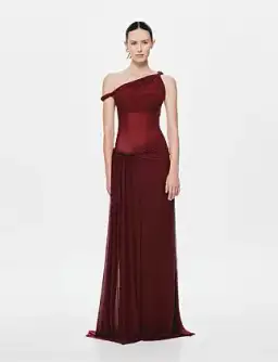 MISHA Sisal Mesh Maxi Dress Wine 8/S for rent on The Volte - image 2