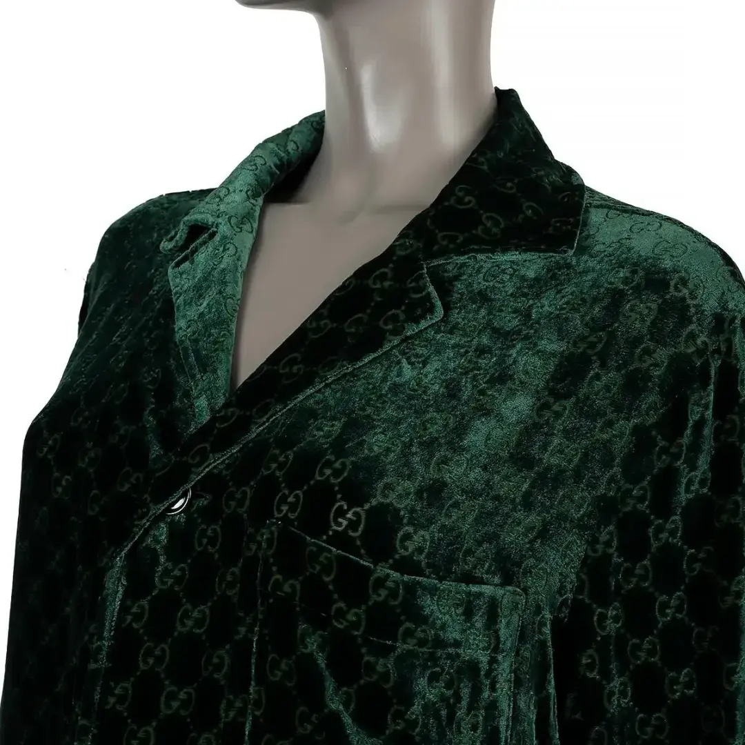 Gucci Velvet GG Monogram Set Shirt and Pants Size 6/XXS for rent on The Volte - main image