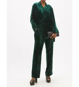 Gucci Velvet GG Monogram Set Shirt and Pants Size 6/XXS for rent on The Volte - image 1