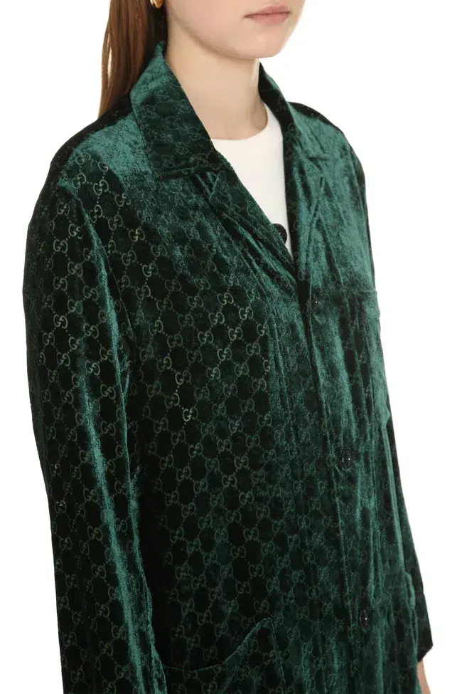 Gucci Velvet GG Monogram Set Shirt and Pants Size 6/XXS for rent on The Volte - main image